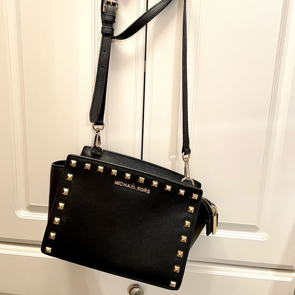 Michael Kors black studded crossbody bag